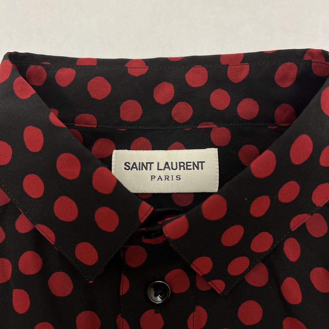 Saint Laurent Short Sleeve Silk Polo Shirt