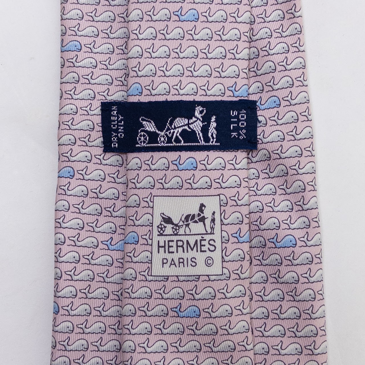 Hermès Whale Pattern Silk Tie