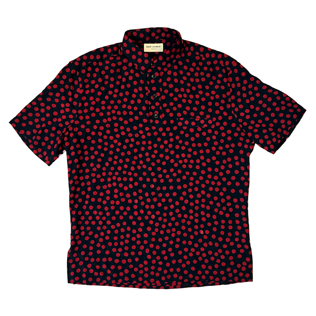 Saint Laurent Short Sleeve Silk Polo Shirt