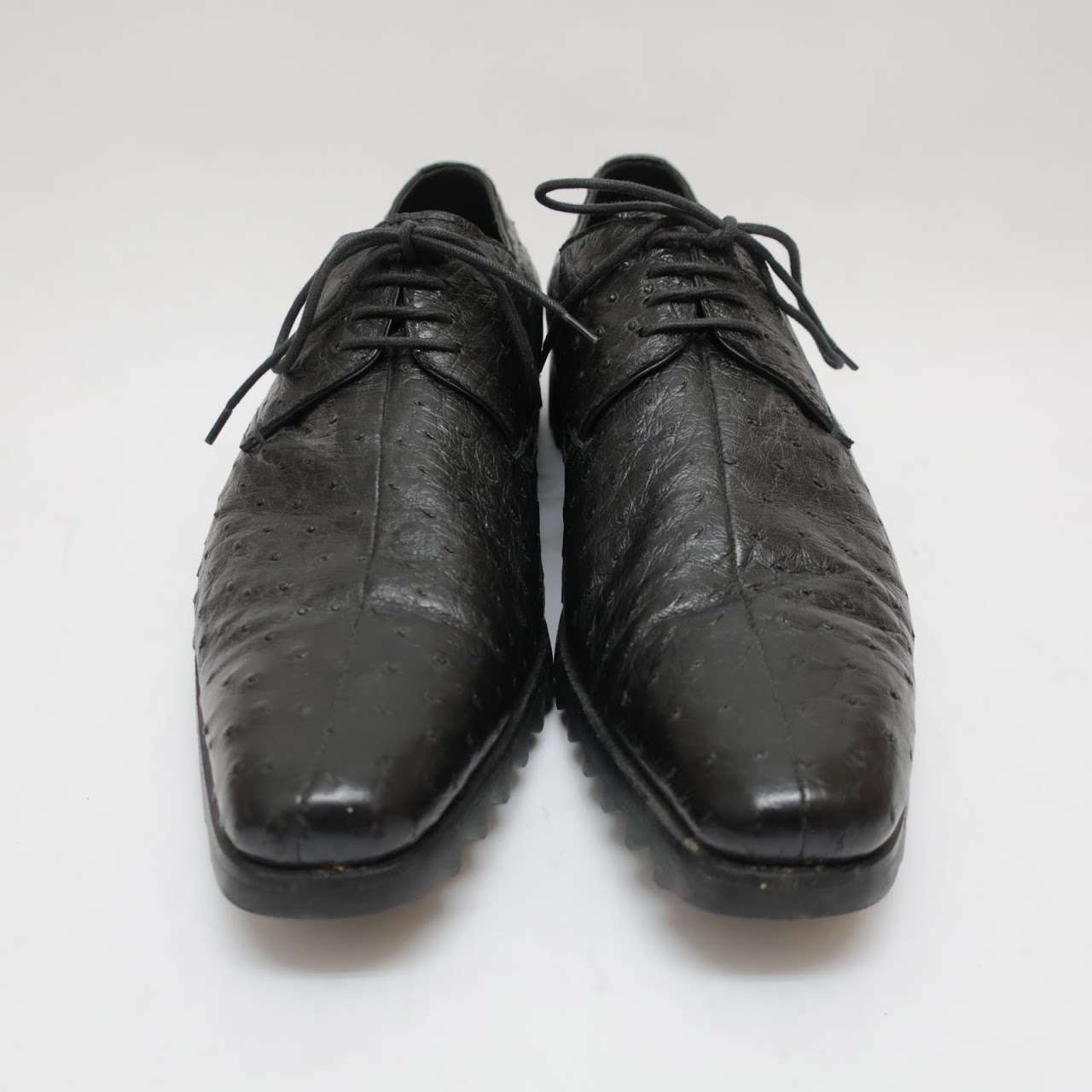 Prada Ostrich Leather Split-Toe Oxfords