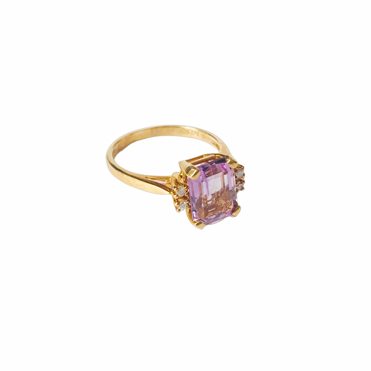 10K Gold, Purple Accent & Diamond Ring