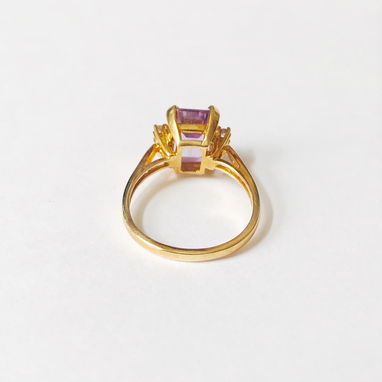 10K Gold, Purple Accent & Diamond Ring