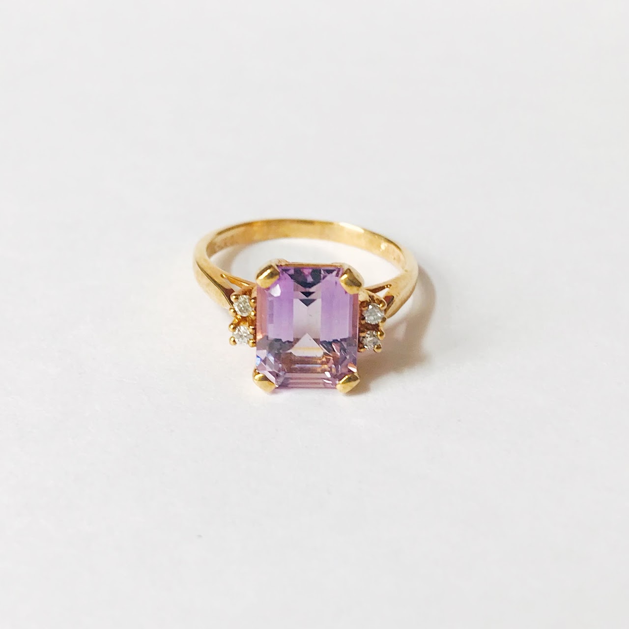 10K Gold, Purple Accent & Diamond Ring