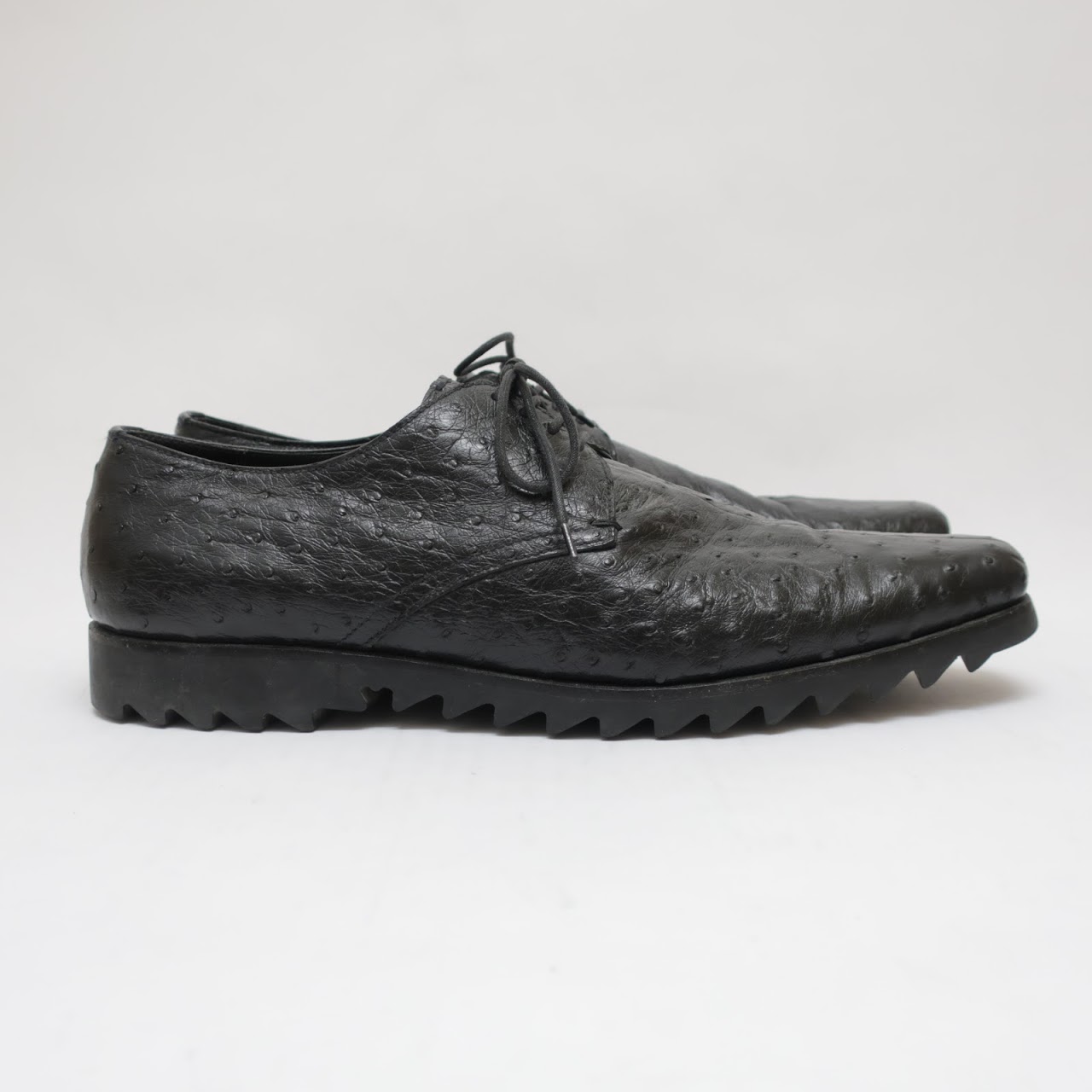 Prada Ostrich Leather Split-Toe Oxfords