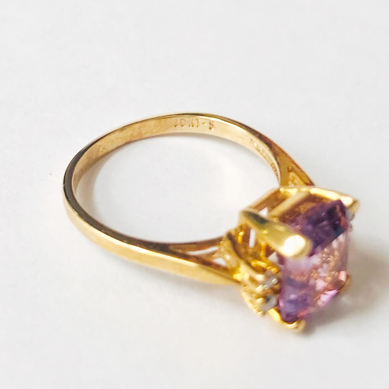 10K Gold, Purple Accent & Diamond Ring