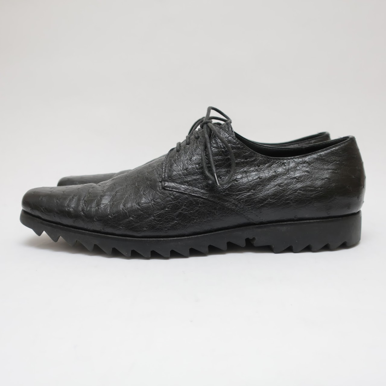 Prada Ostrich Leather Split-Toe Oxfords