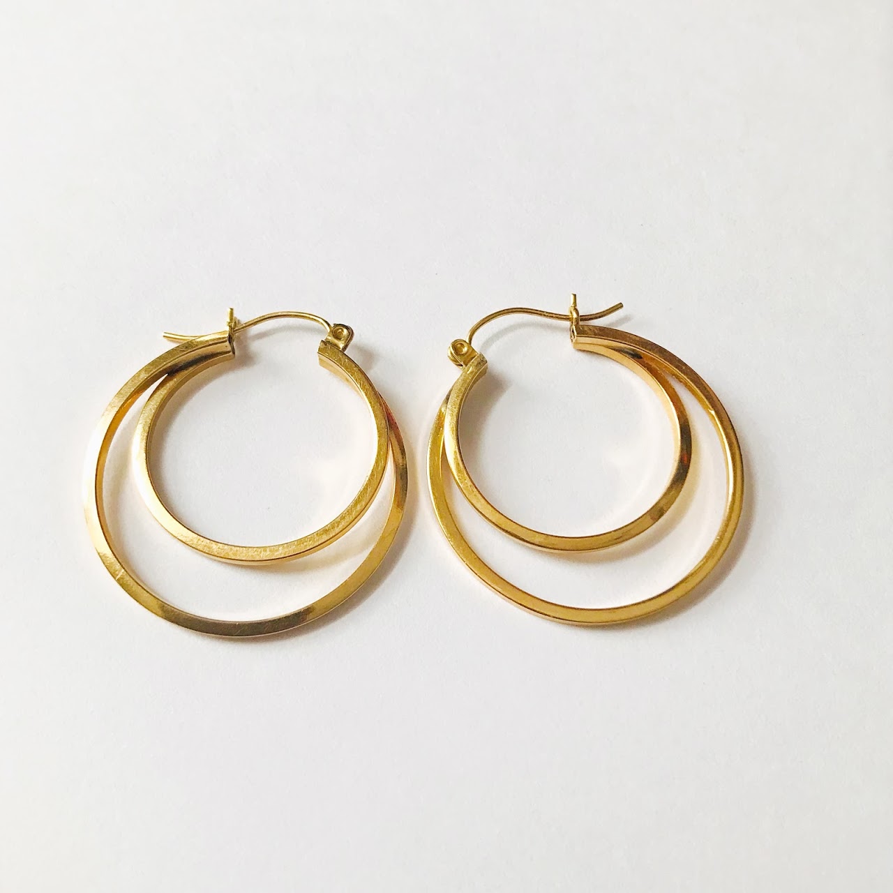 14K Gold Double Hoop Earrings