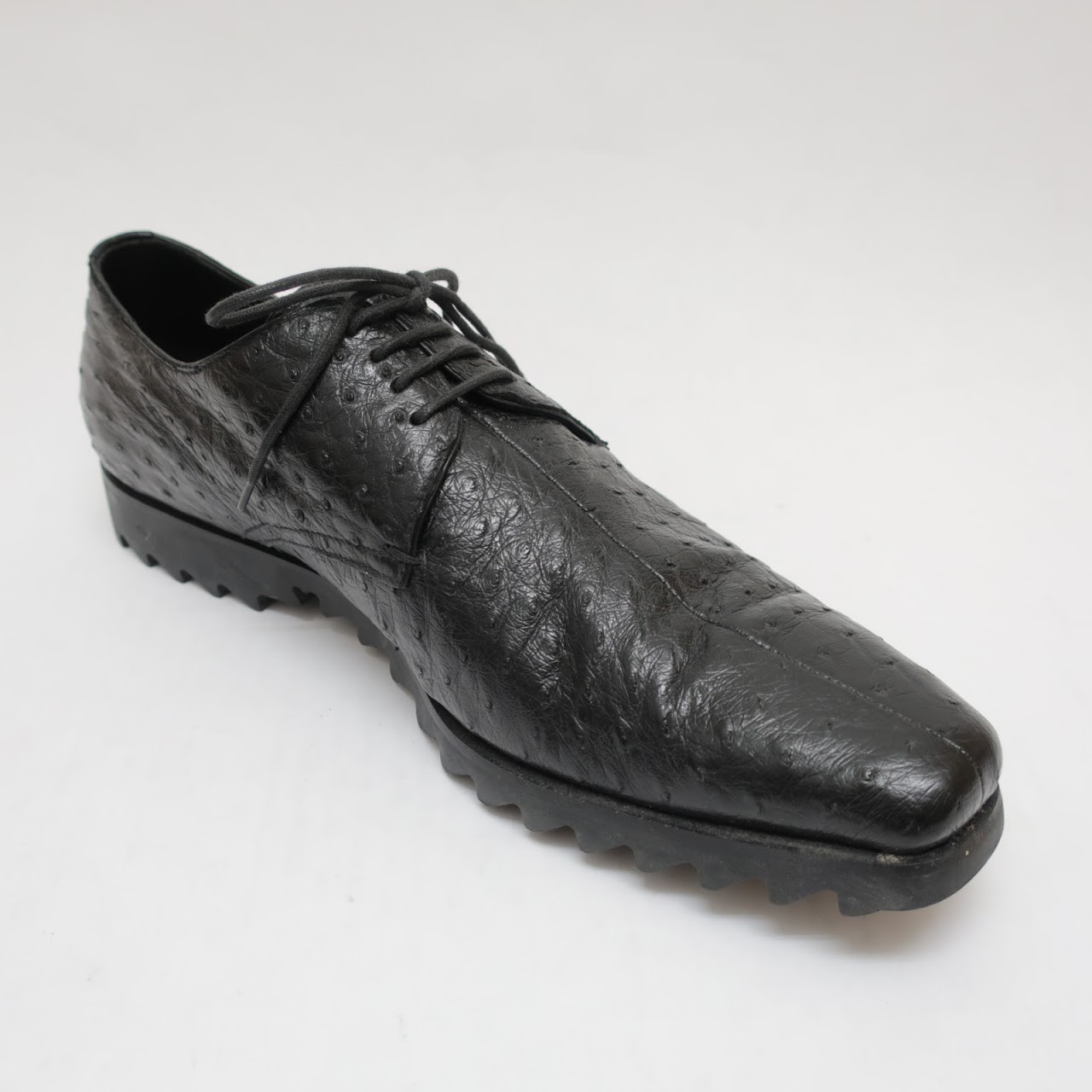 Prada Ostrich Leather Split-Toe Oxfords