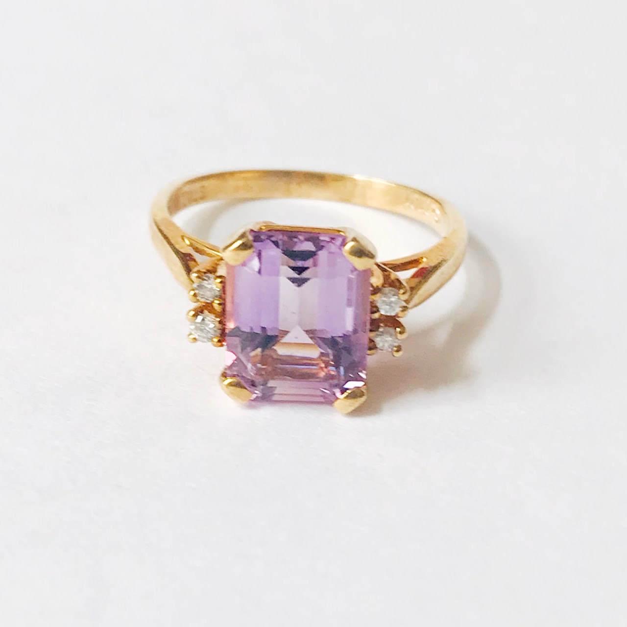 10K Gold, Purple Accent & Diamond Ring