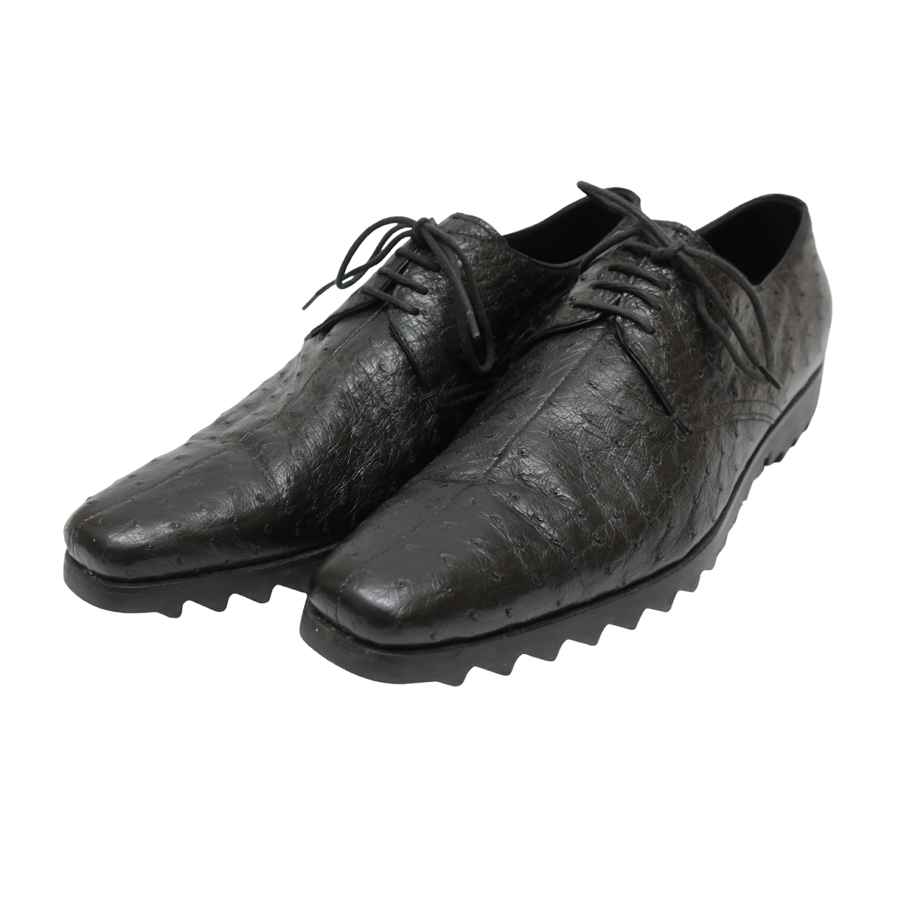 Prada Ostrich Leather Split-Toe Oxfords