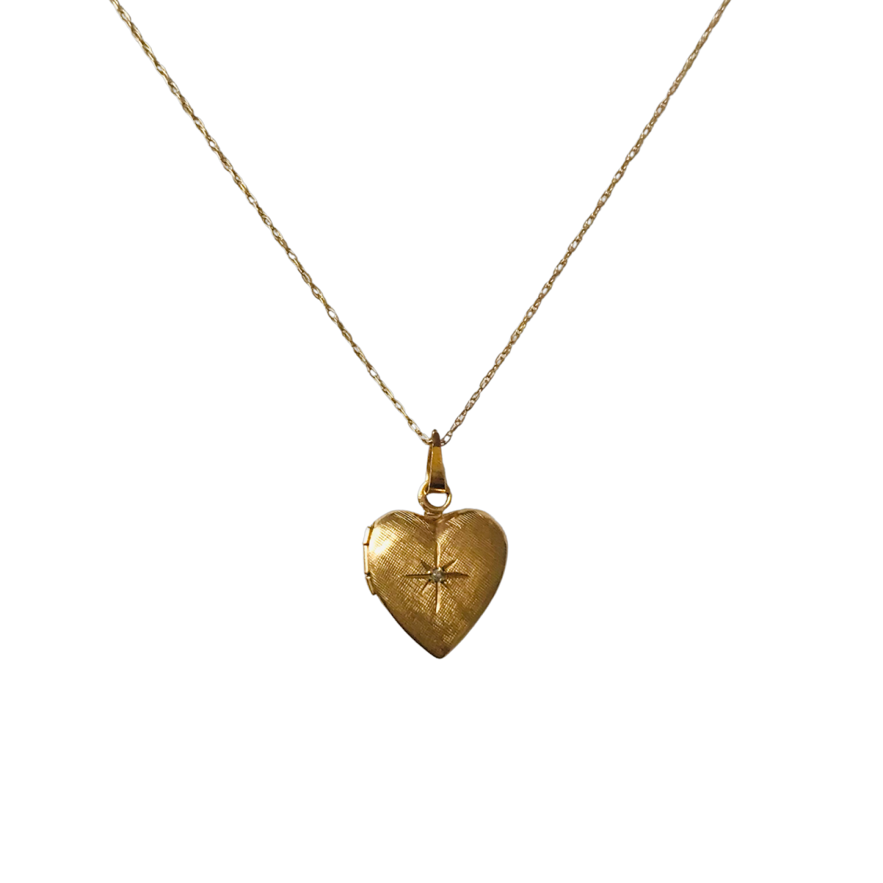 14K Gold & Diamond Locket Pendant Necklace