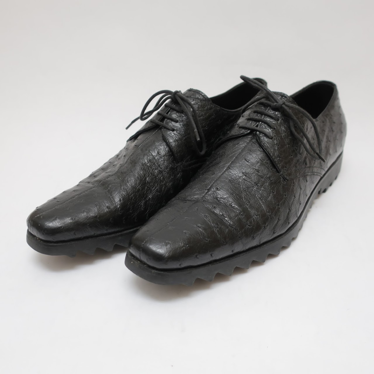 Prada Ostrich Leather Split-Toe Oxfords