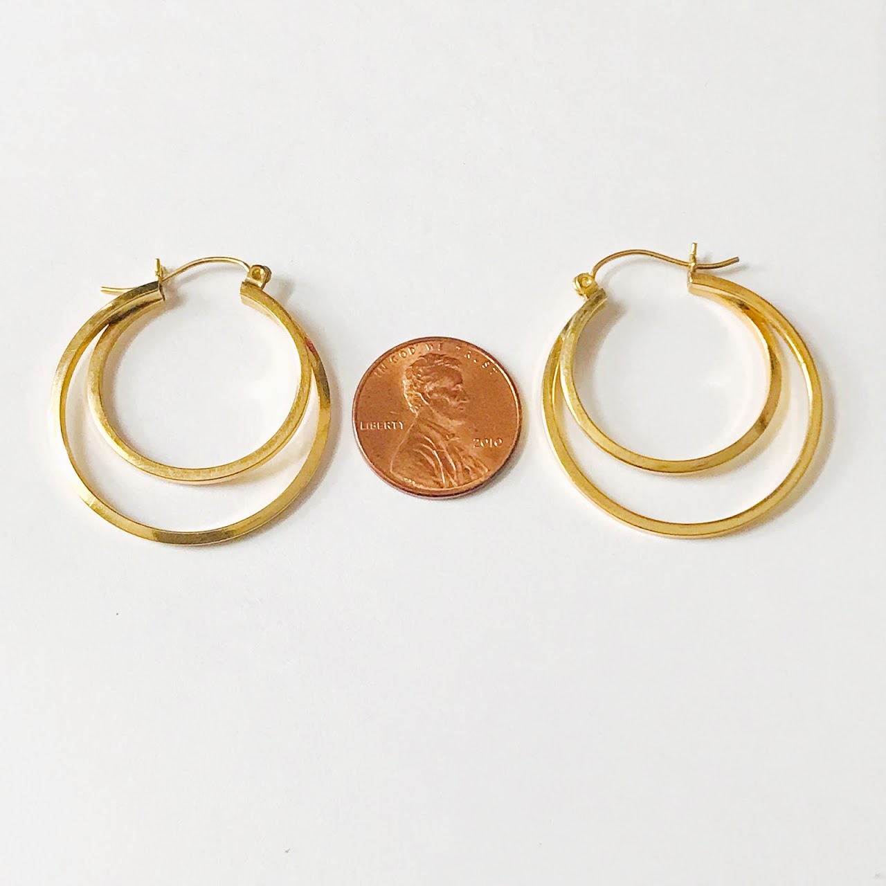 14k Gold Double Hoop Earrings 2216