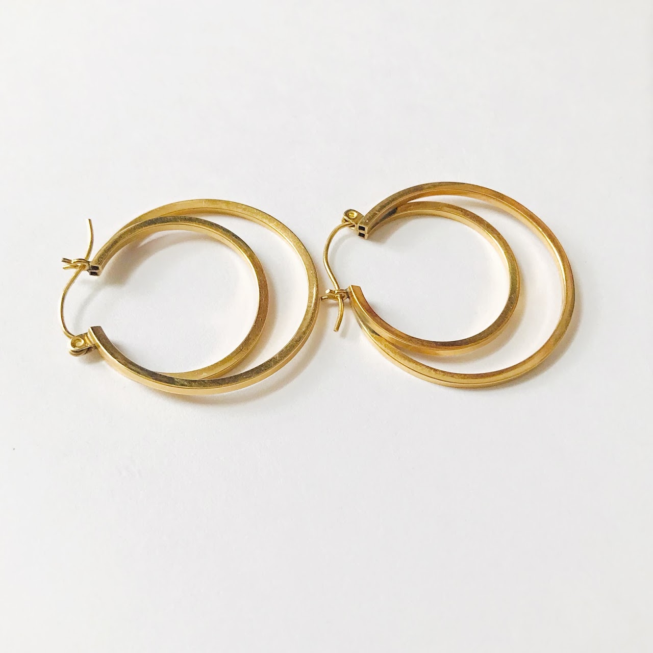 14K Gold Double Hoop Earrings