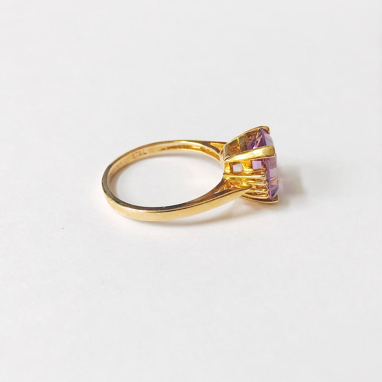 10K Gold, Purple Accent & Diamond Ring