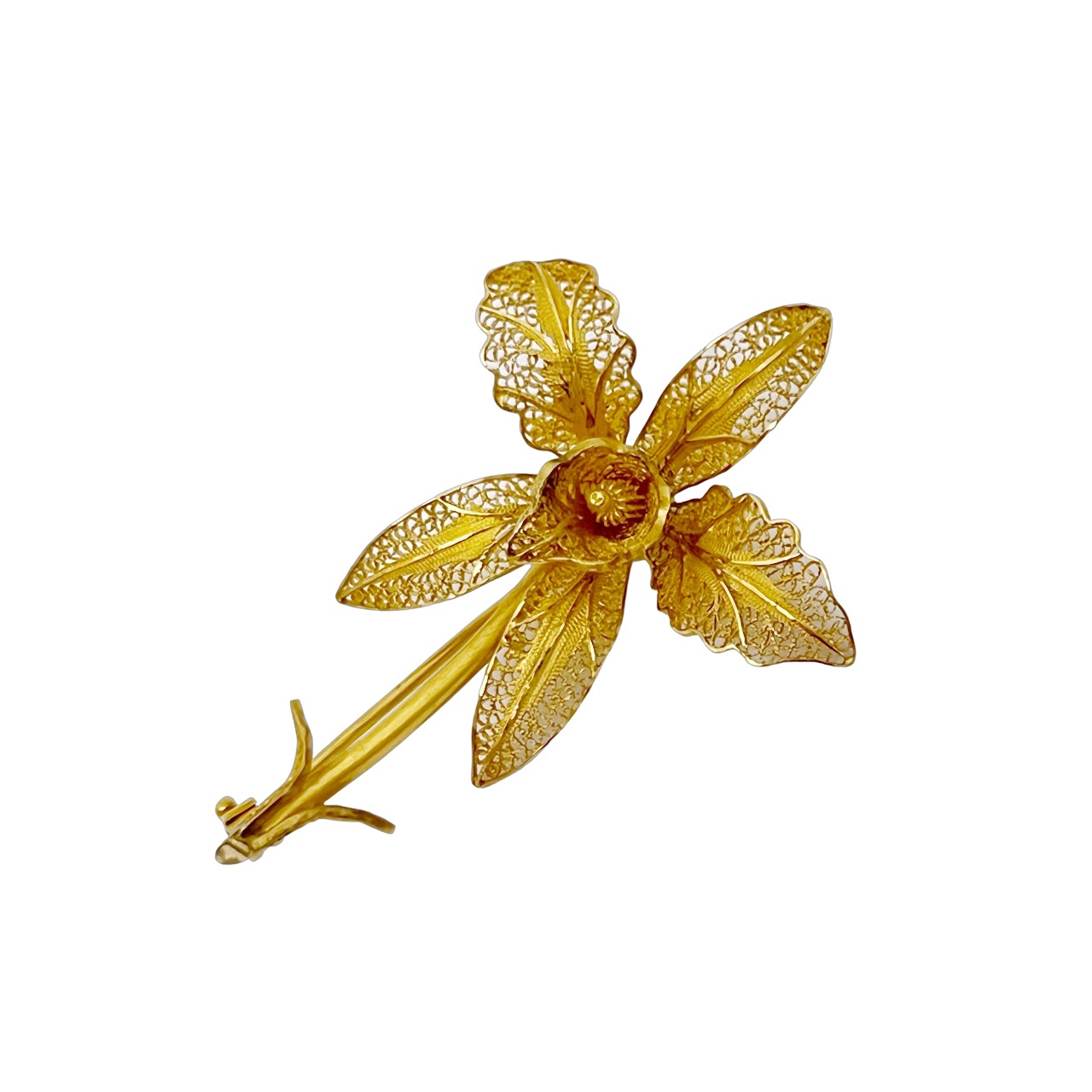 22K Filigree Flower Brooch