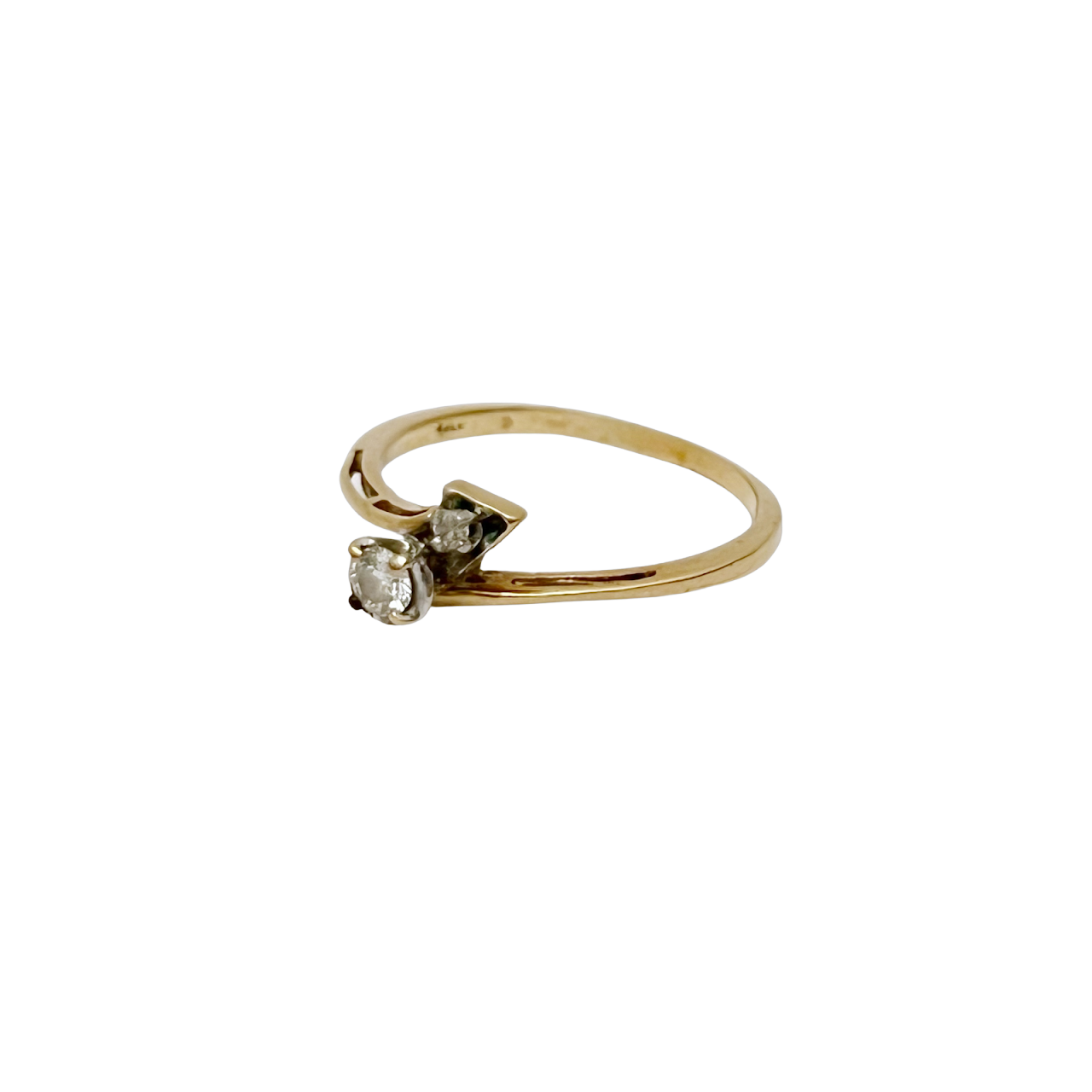 14K Gold & Dual Diamond Ring