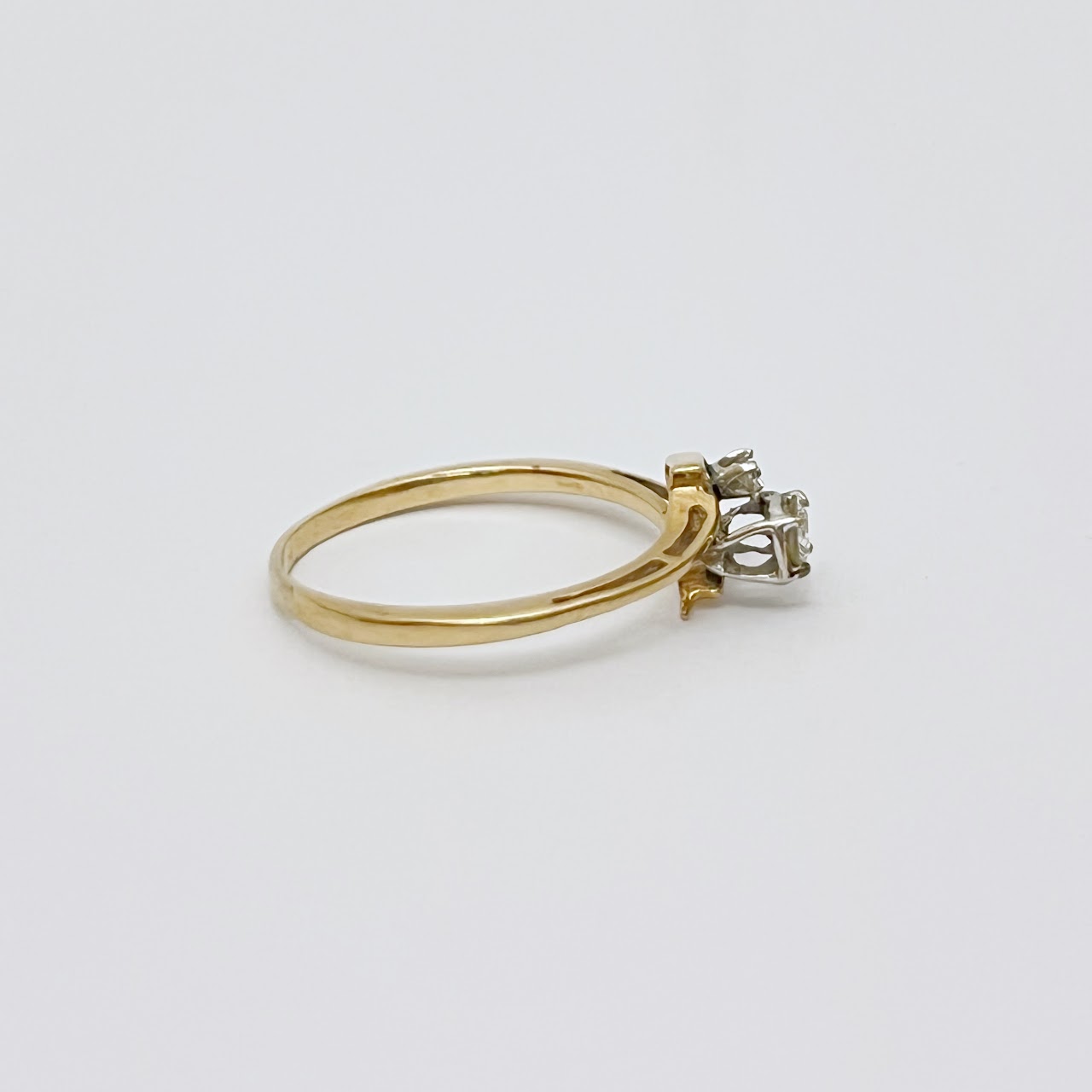 14K Gold & Dual Diamond Ring