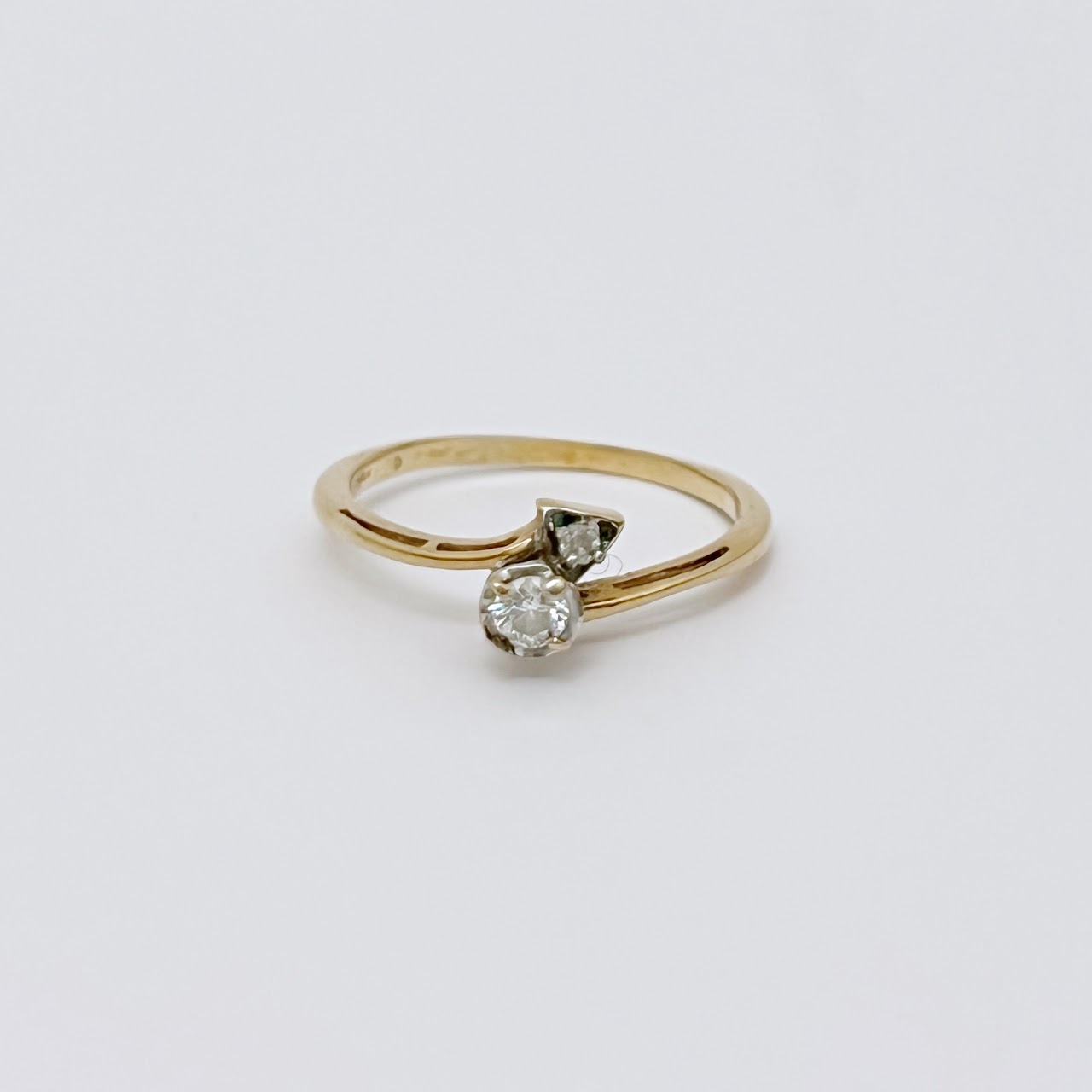 14K Gold & Dual Diamond Ring