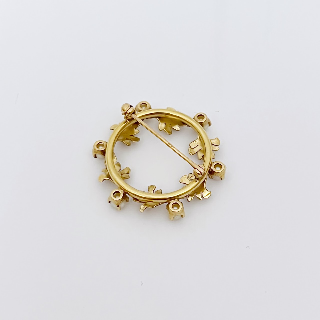 14K Gold & Pearl Wreath Brooch