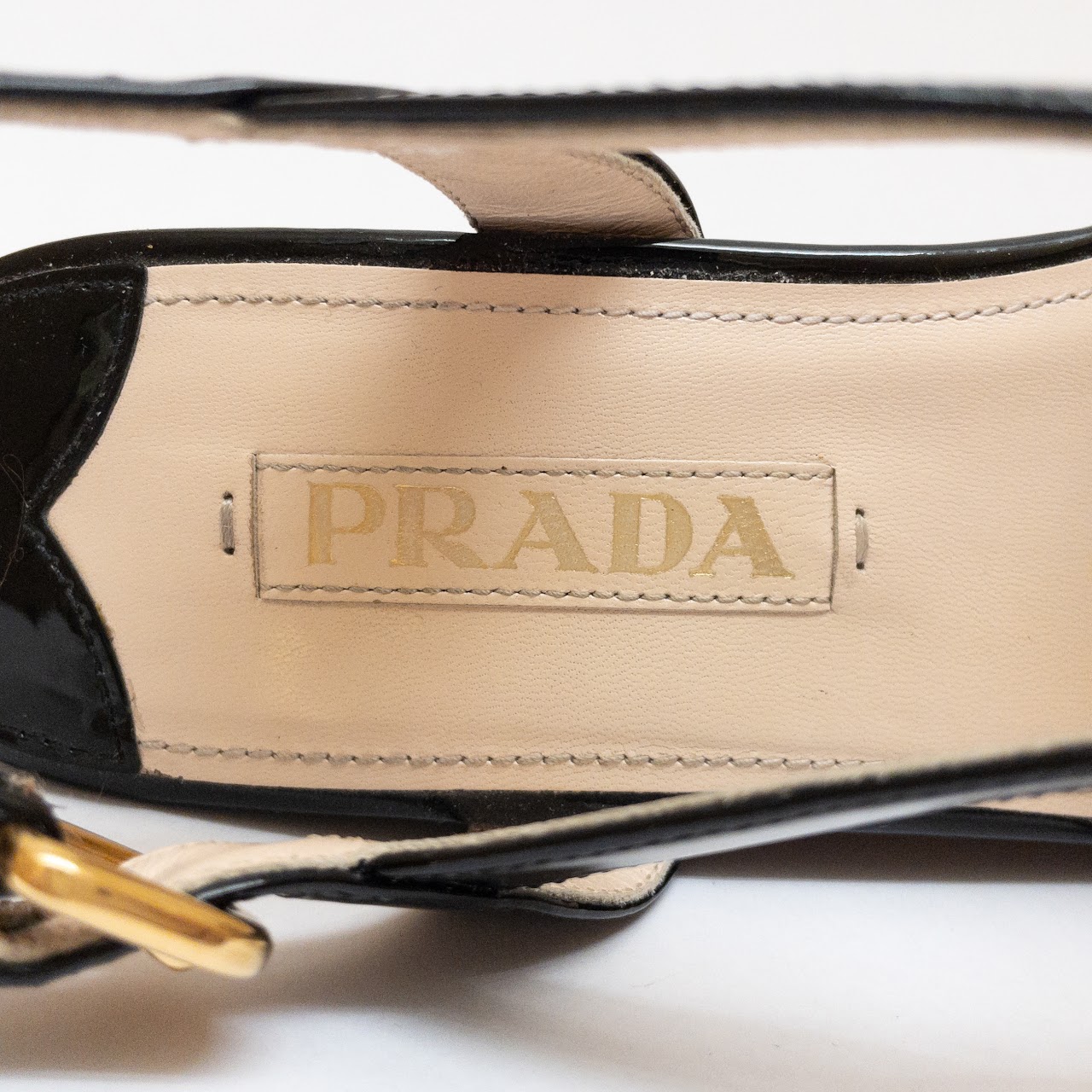 Prada Patent Leather and Cork Wedge Sandals