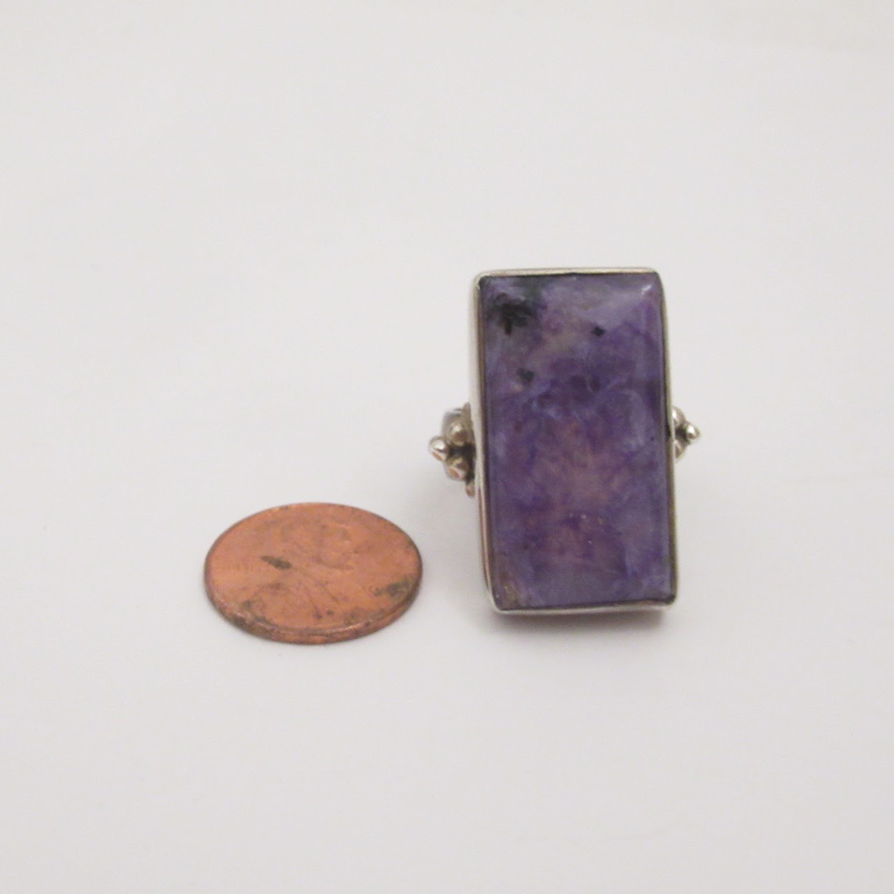 Sterling Silver Large Amethyst Rectangular Ring