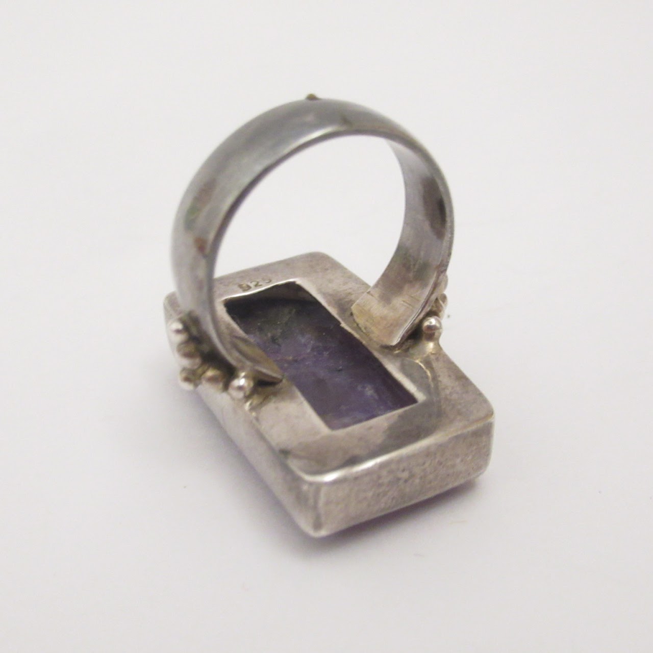 Sterling Silver Large Amethyst Rectangular Ring