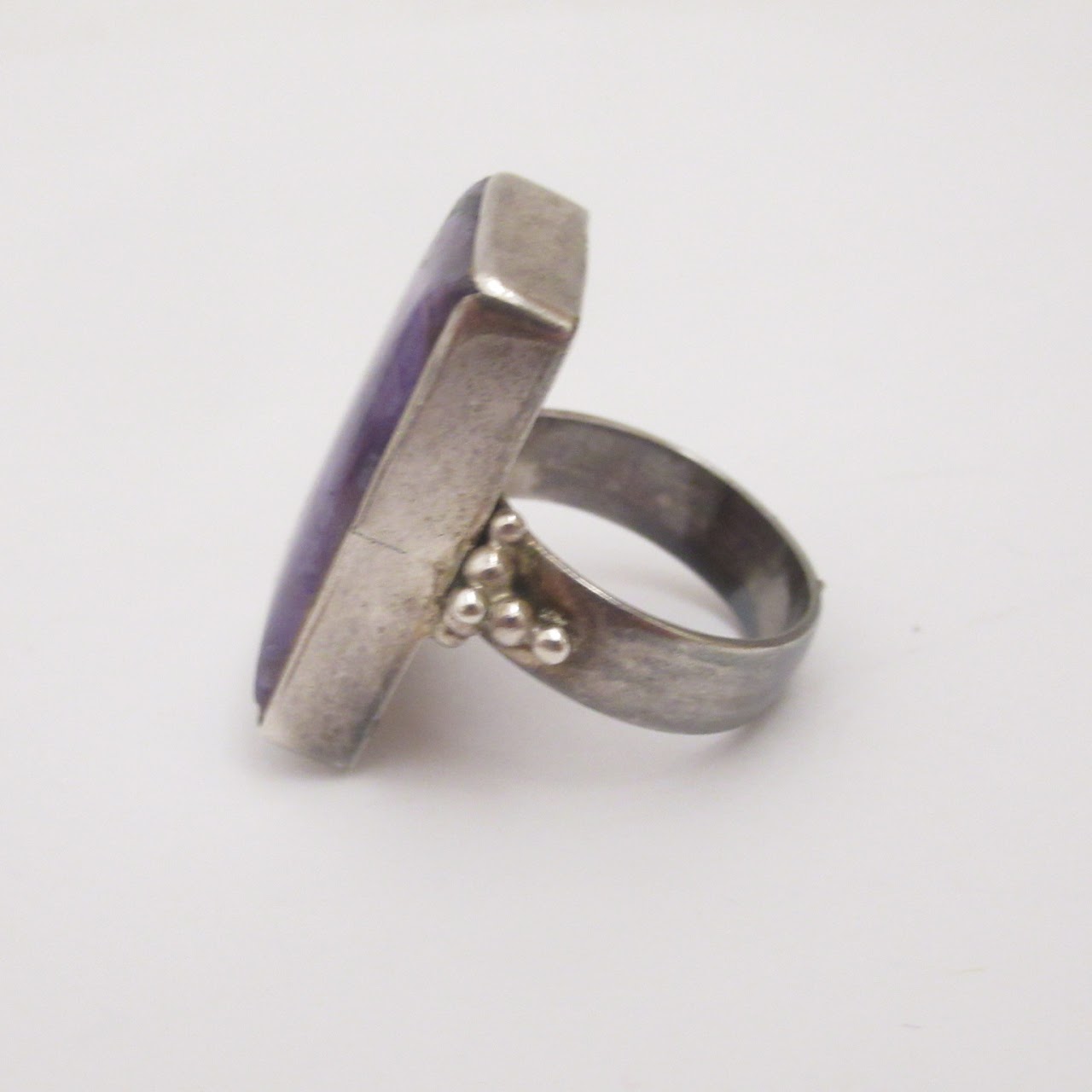 Sterling Silver Large Amethyst Rectangular Ring