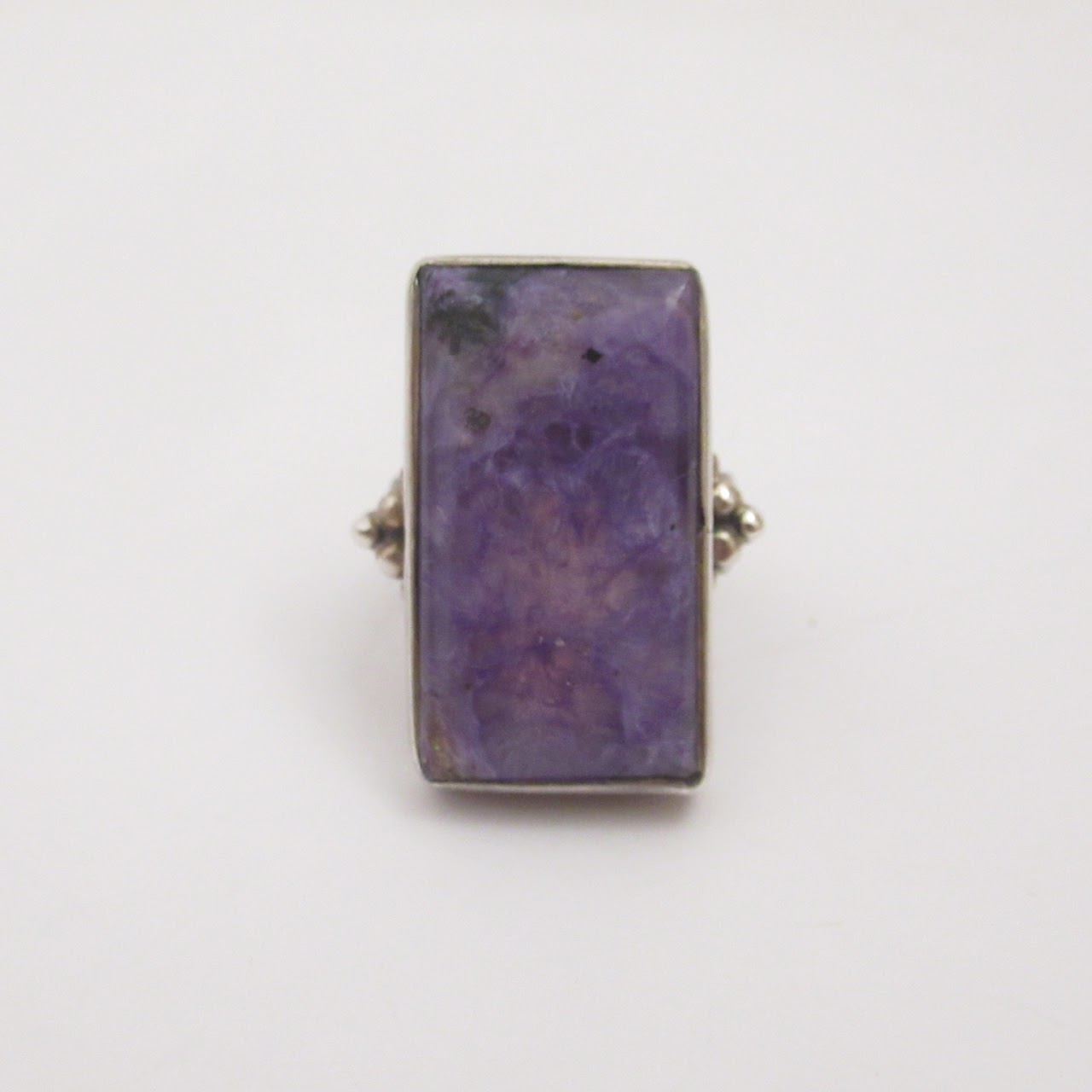 Sterling Silver Large Amethyst Rectangular Ring