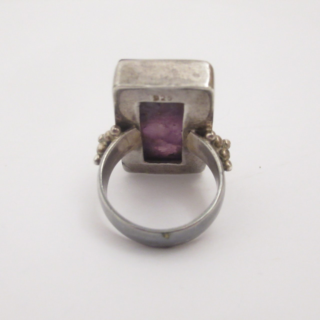 Sterling Silver Large Amethyst Rectangular Ring