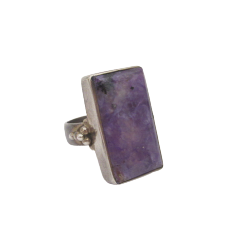 Sterling Silver Large Amethyst Rectangular Ring