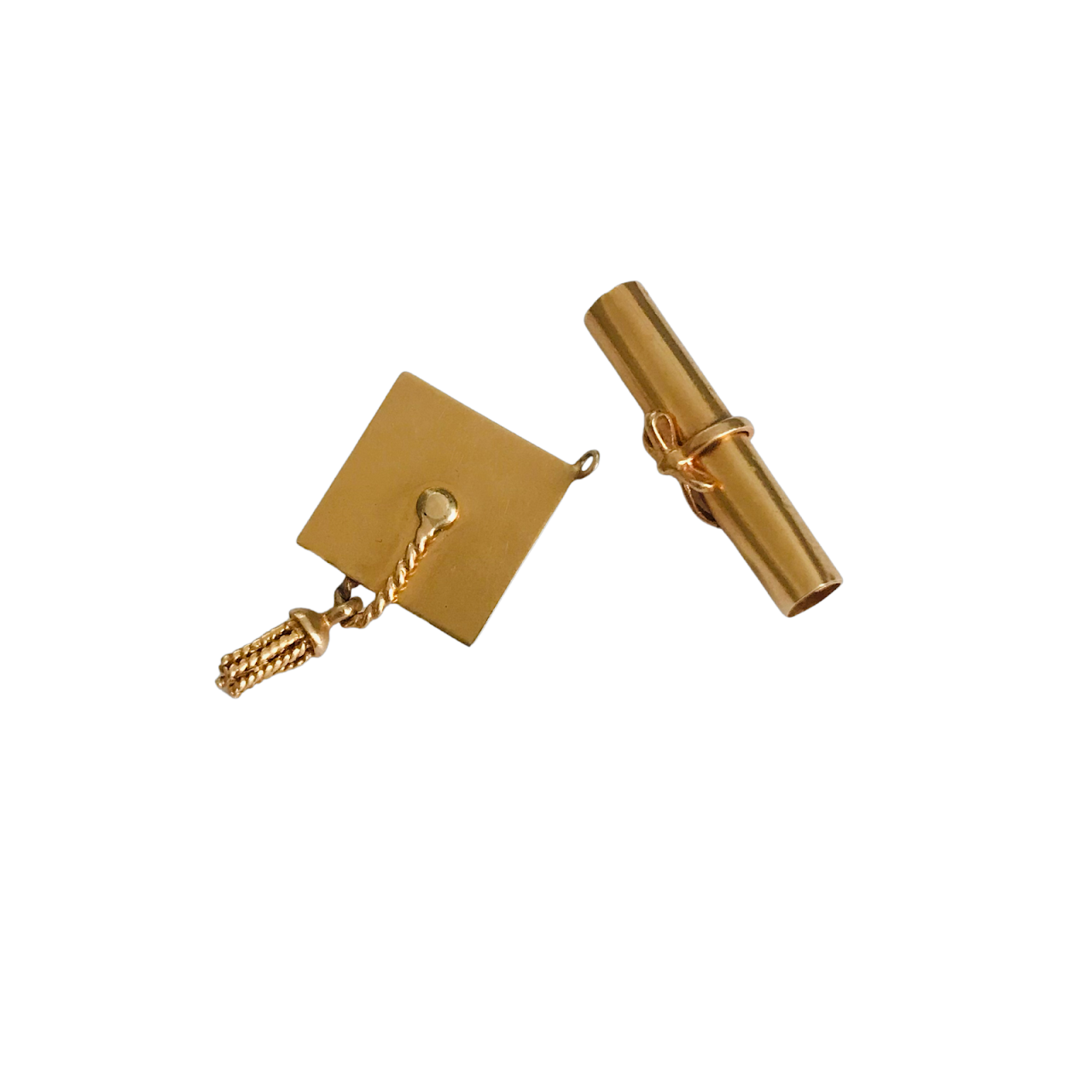 14K Gold 1950s Graduation Charm Pair