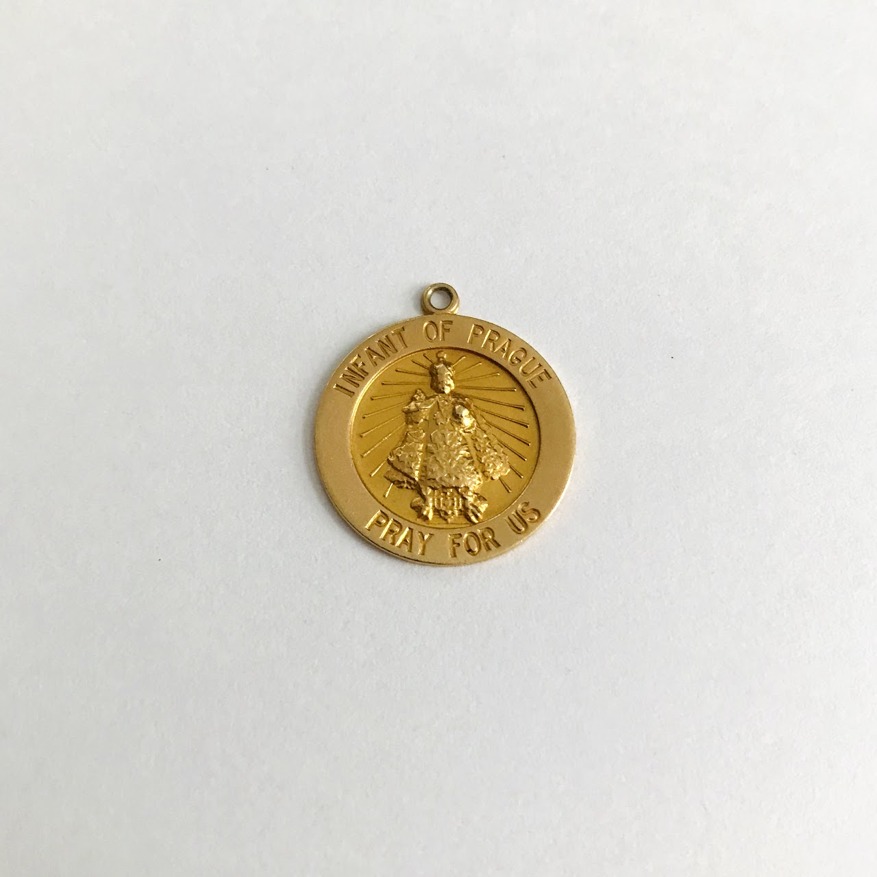 14K Gold Infant of Prague Medallion Pendant