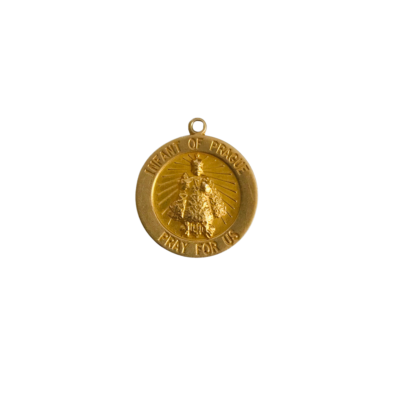 14K Gold Infant of Prague Medallion Pendant