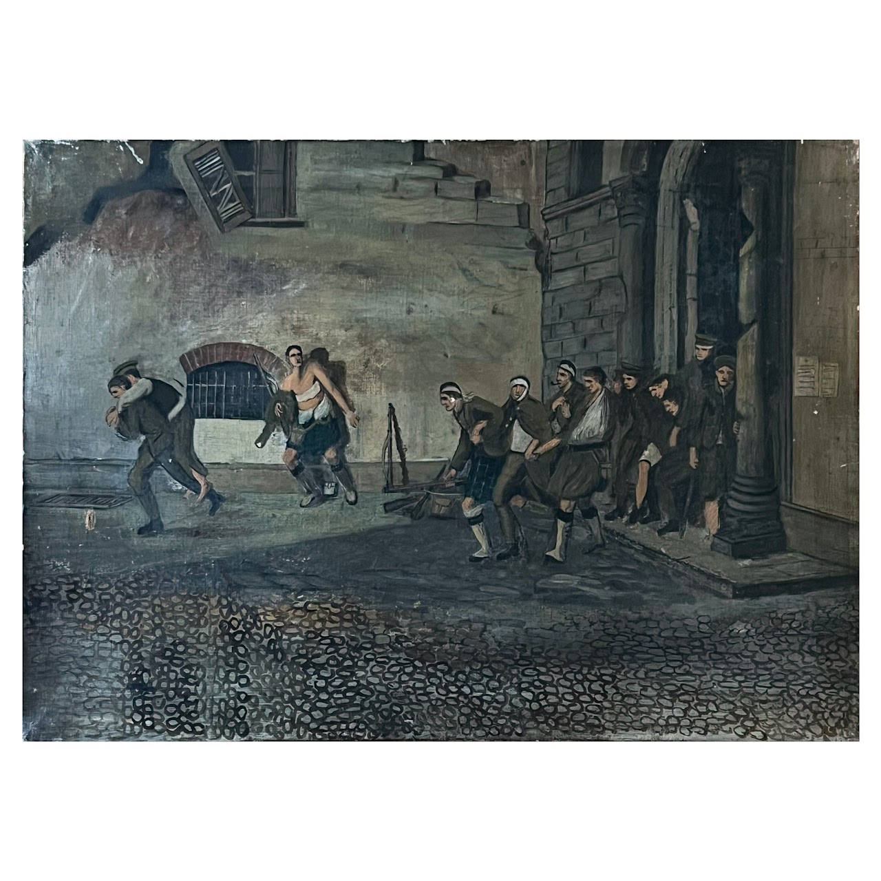 Wounded Scottish Military Oil Painting