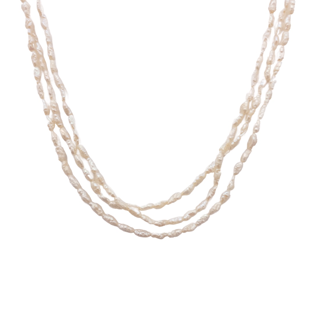 14K Gold and Freshwater Pearl Triple Strand Necklace