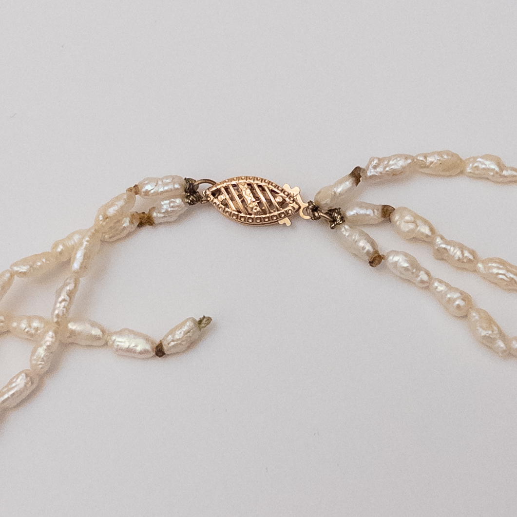 14K Gold and Freshwater Pearl Triple Strand Necklace