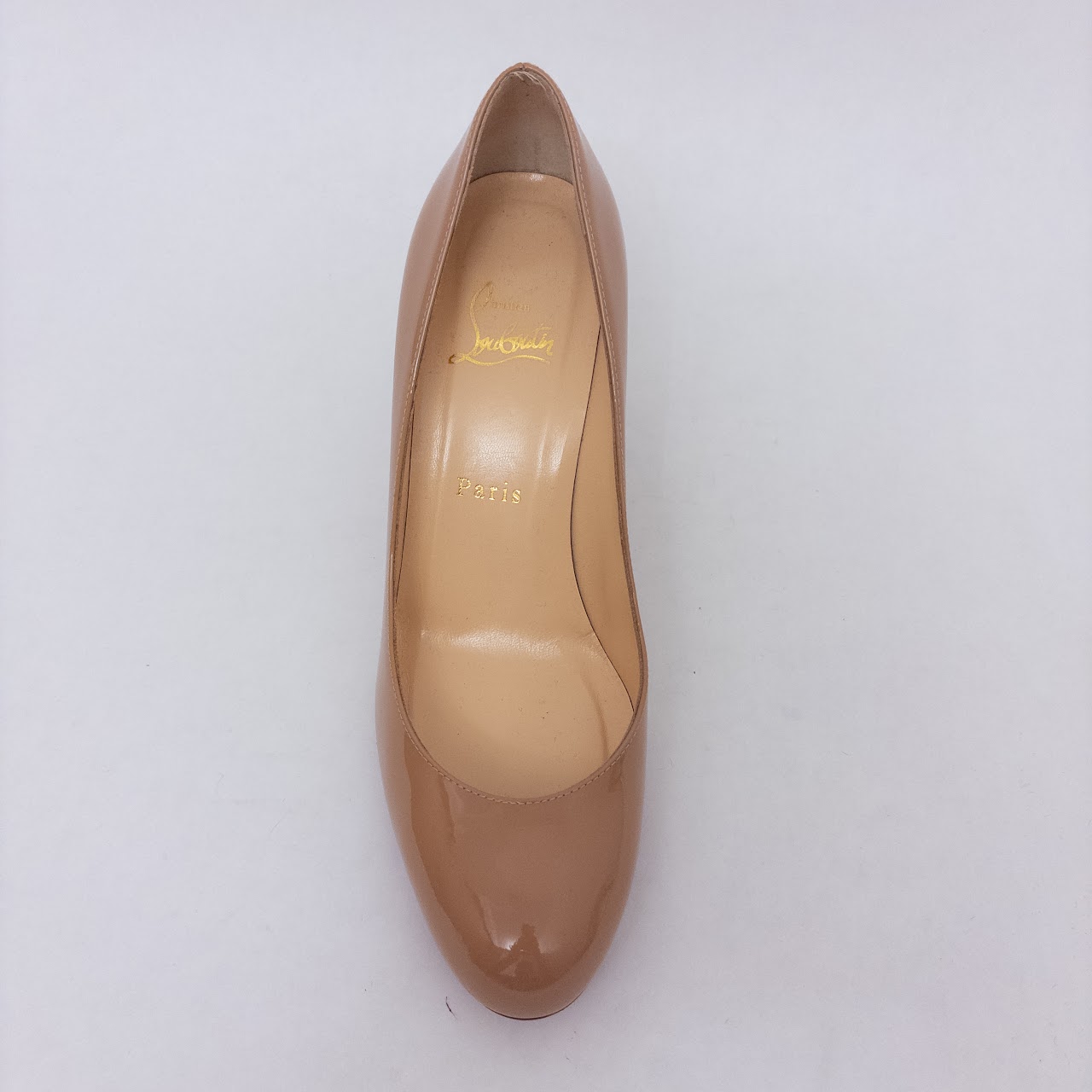 Christian Louboutin Taupe Patent Leather Pumps