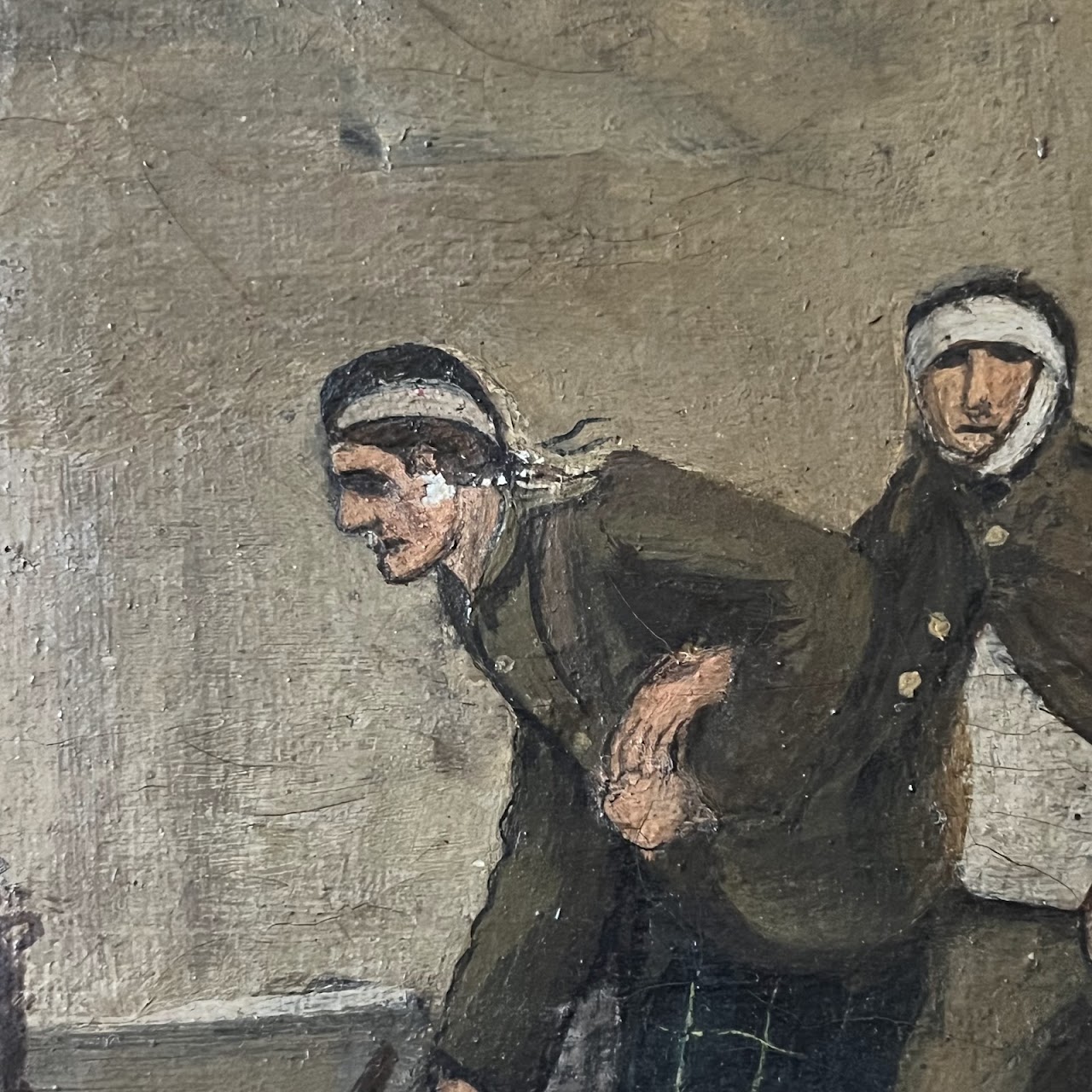 Wounded Scottish Military Oil Painting