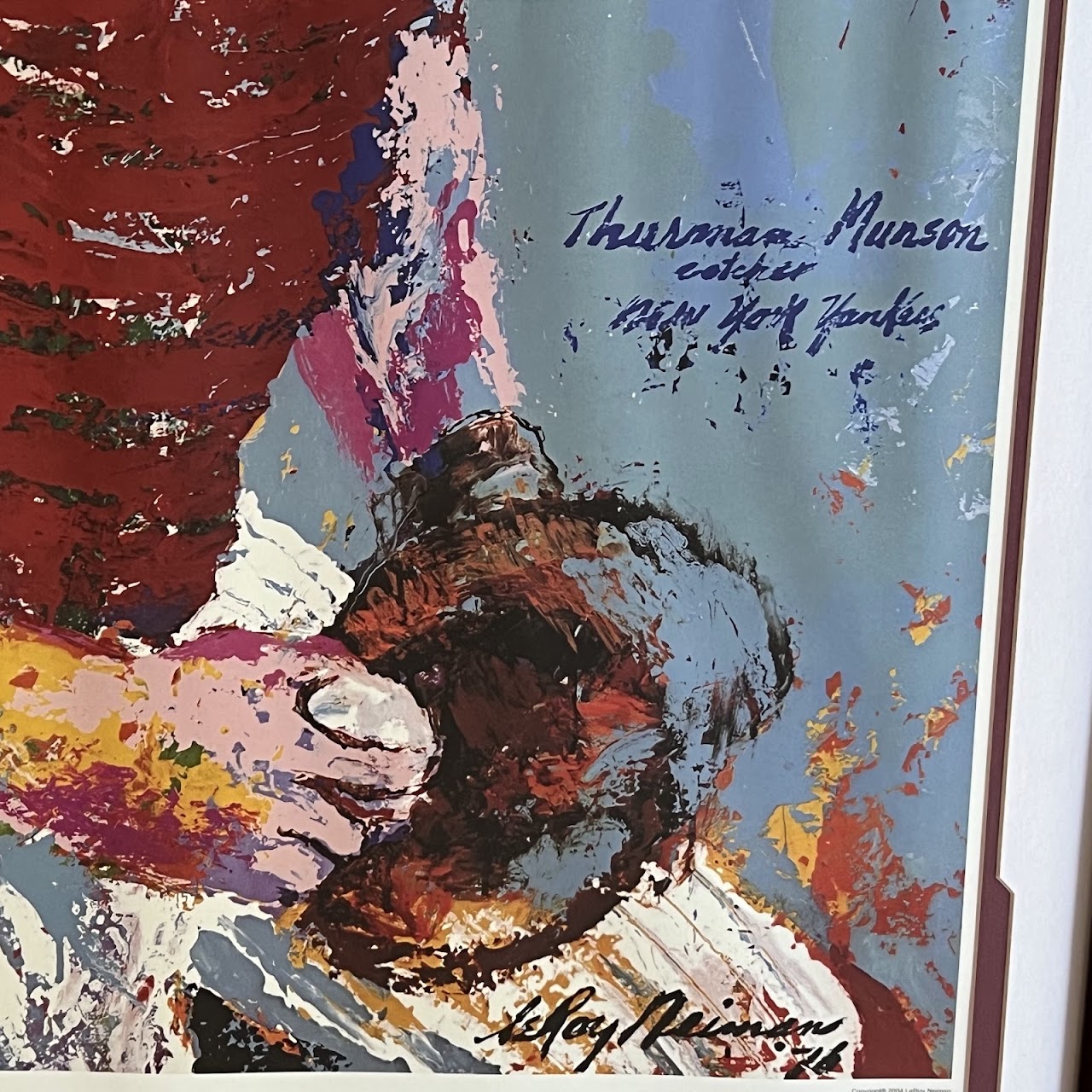 LeRoy Neiman Thurman Munson Memorial Poster with Six Autographs