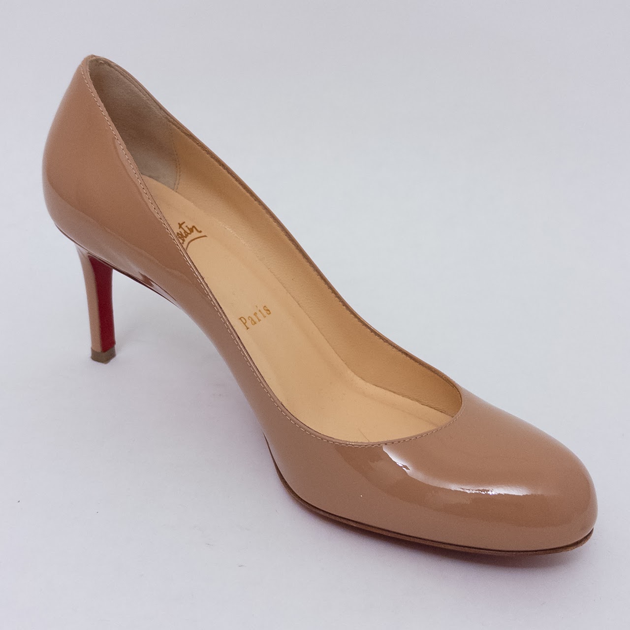 Christian Louboutin Taupe Patent Leather Pumps