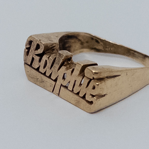 14K Gold 'Ralphie' Nameplate Signet Ring