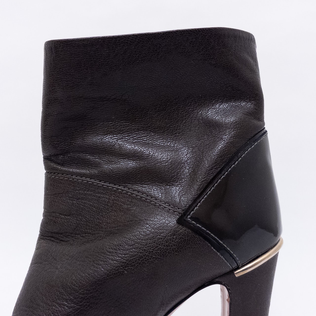 Furla Leather and Patent Leather Ankle Boots