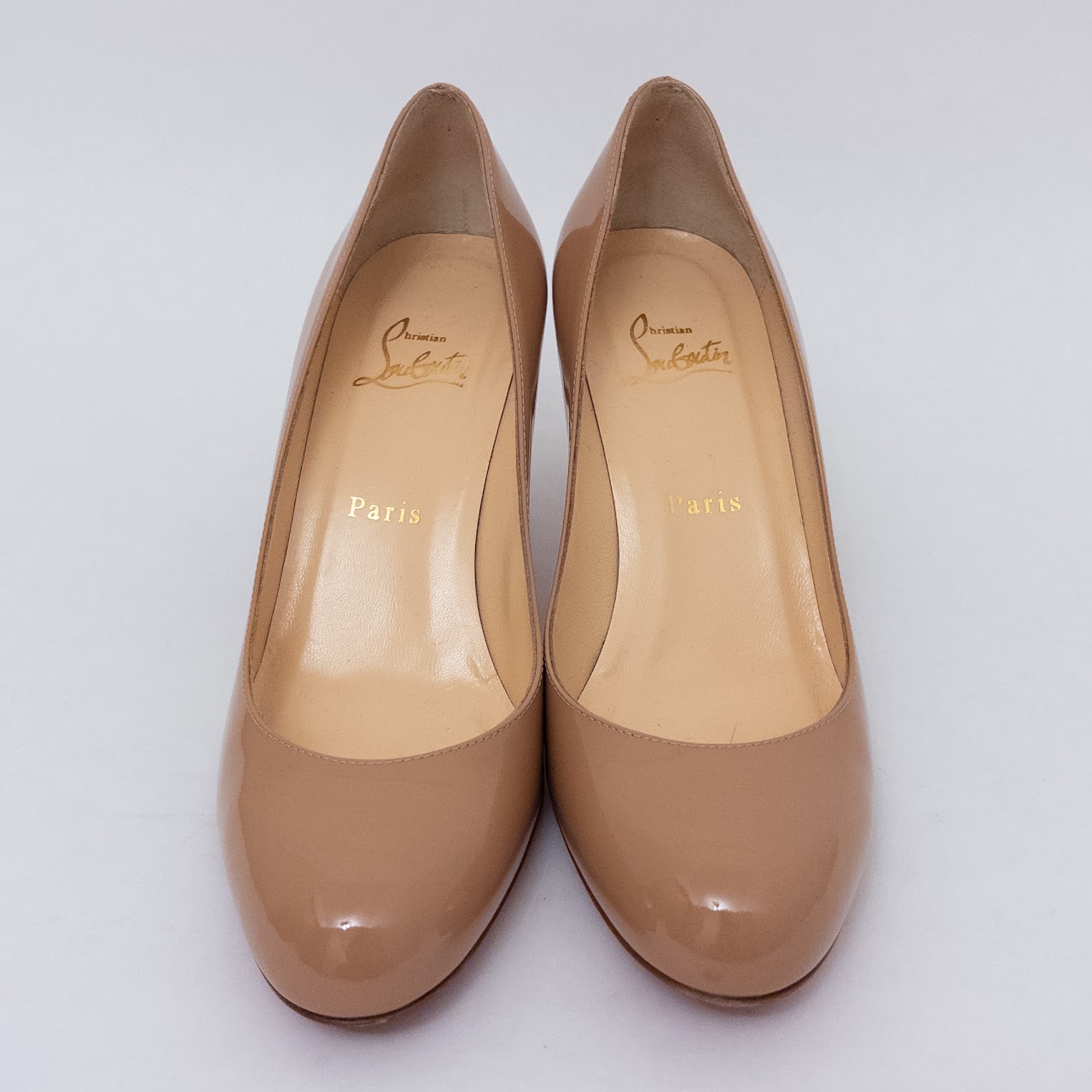 Christian Louboutin Taupe Patent Leather Pumps