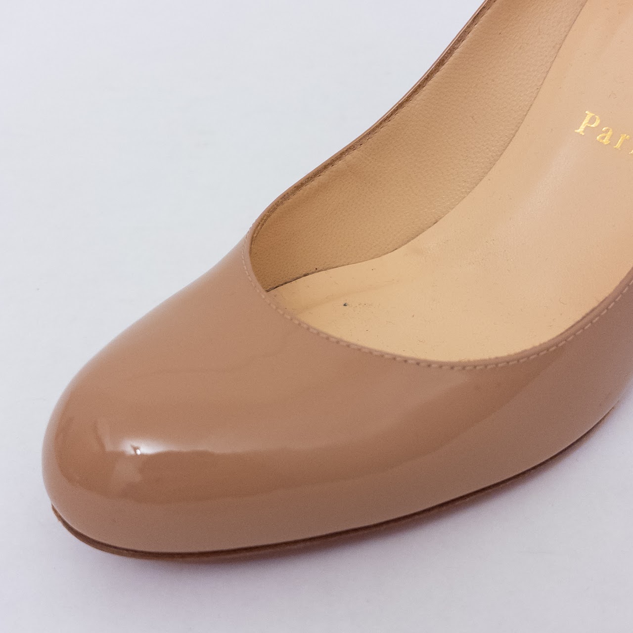 Christian Louboutin Taupe Patent Leather Pumps