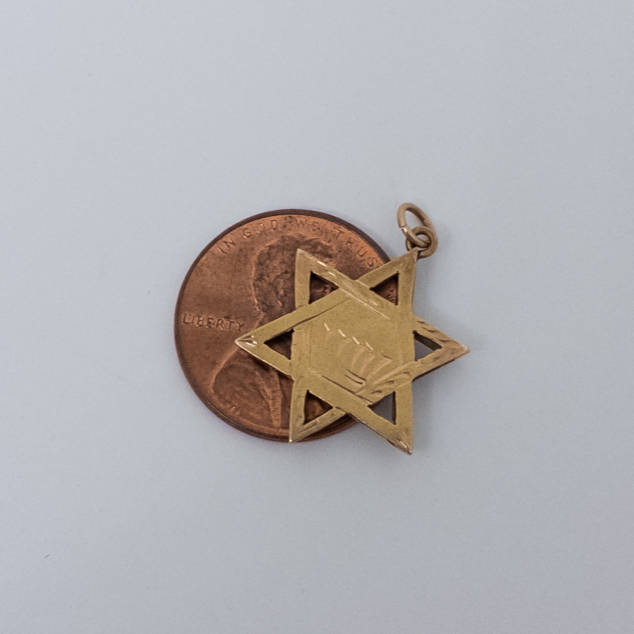 14K Gold Star of David Pendant