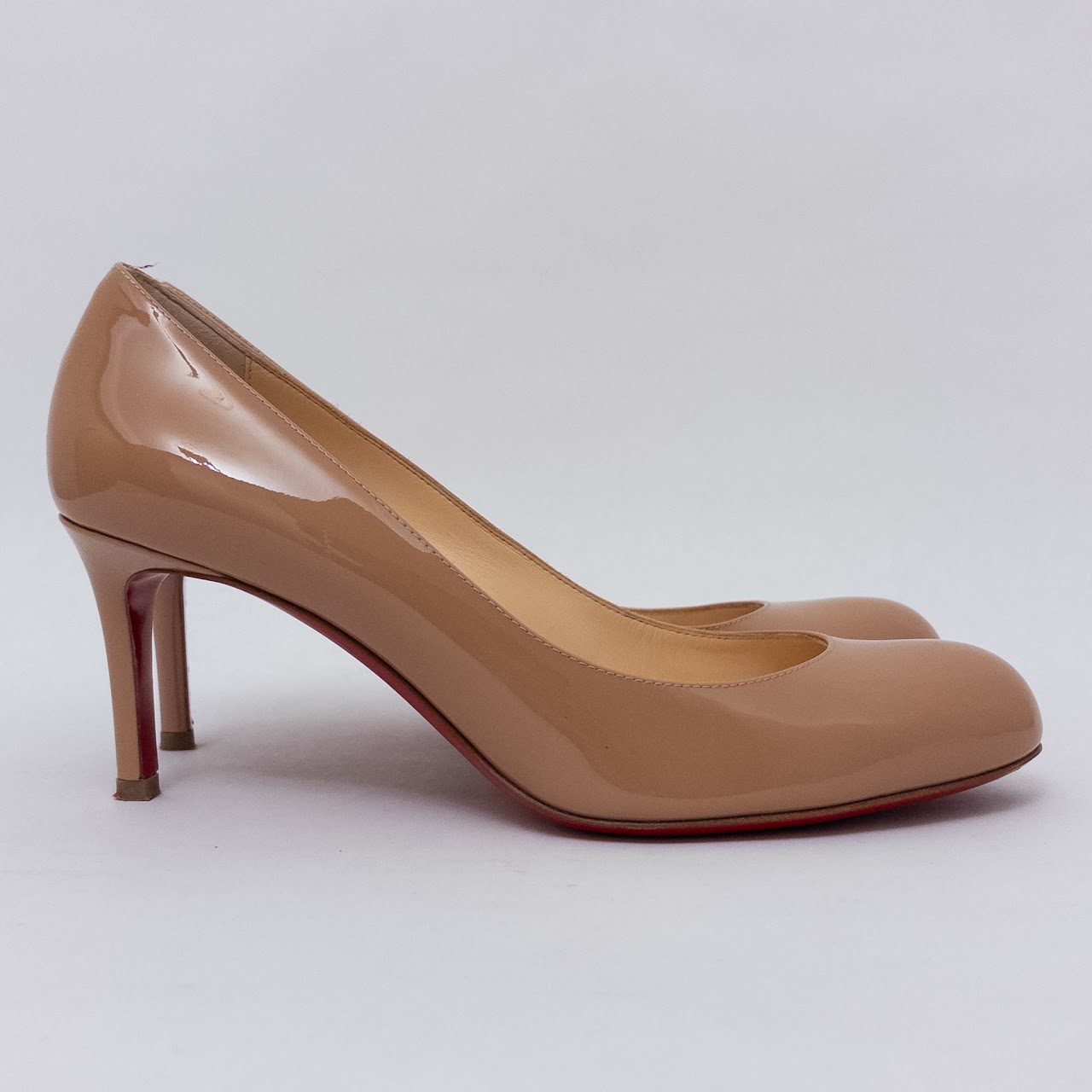 Christian Louboutin Taupe Patent Leather Pumps