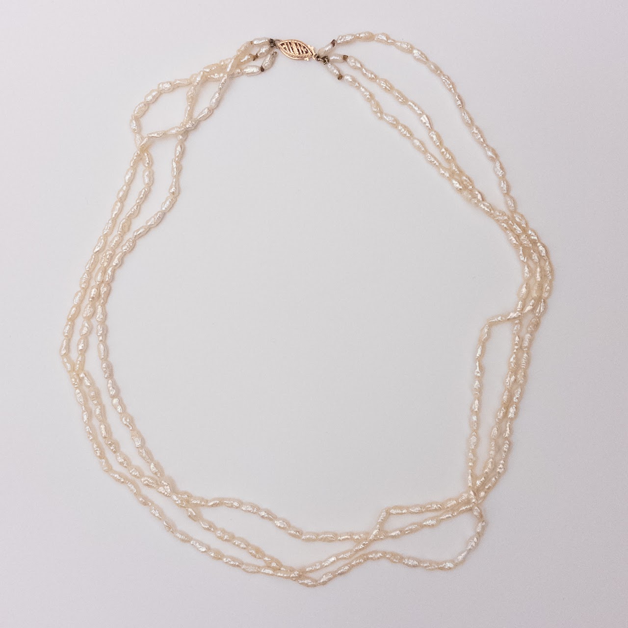 14K Gold and Freshwater Pearl Triple Strand Necklace