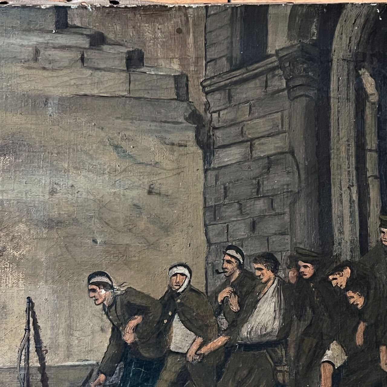 Wounded Scottish Military Oil Painting