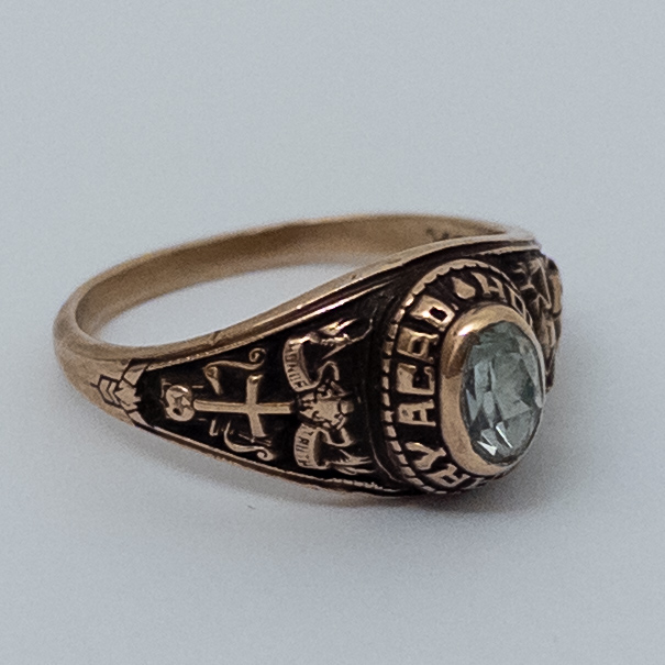 10K Gold and Blue Stone 1982 Holy Rosary Academy Class Ring